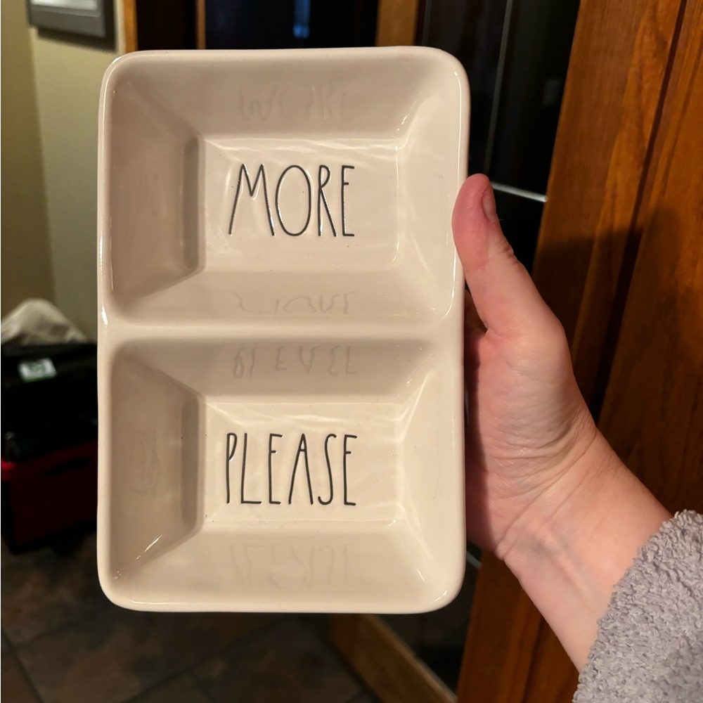 Rae Dunn “more please” snack tray.